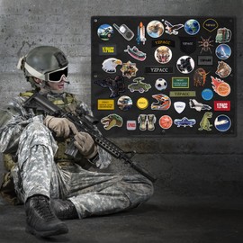 Yzpacc Tactical Patch Display Board, Hook & Loop Foldable Combat Morale Military Patch Hang Holder Panel for Military Army, Black(33x27.5in/85x70cm)