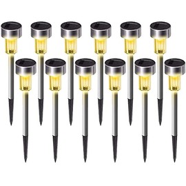 Dream Master Solar Lights Outdoor, Stainless Steel LED Landscape Lighting Solar Powered Outdoor Lights Solar Garden Lights for Pathway, Walkway, Patio, Yard, Lawn - 12 Pack(Warm White)