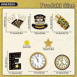 11 Pieces New Year's Eve Decoration 2026, Black Gold Happy New Year Decoration Set, Happy New Year Banner Garland Spiral Streamer for Home New Year Decoration New Year's Eve Decoration