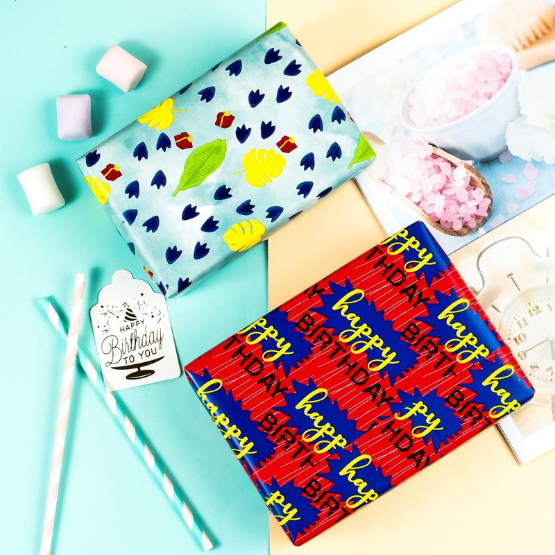 WRAPAHOLIC Birthday Wrapping Paper Sheet - 12 Sheets Adorable Dinosaur