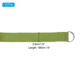 PATIKIL Yoga Strap for Stretching 6 Feet, 10Pcs Cotton Yoga Belt with Adjustable Metal D-Ring Buckle Stretch Bands for Fitness Pilates, Dark Green