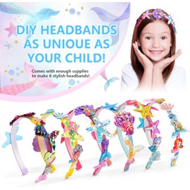 huixiaoqing Mermaid Headband Making Kit, DIY Fun Hairbands & Hair Accessories Set for Girls, Make Your Own Unique Art Headbands, Girls Birthday Presents