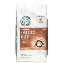 Starbucks Ground Coffee, Breakfast Blend, Medium Roast Coffee, Notes of Brown Sugar & Sweet Orange, Ground 100% Arabica Coffee, 12-Ounce Bag (Pack of 2)