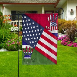 Flag-USA And The Gambia Friendship Handprints American Flag The Gambian Perfect Decoration Premium Polyester-Decorative Indoor Outdoor Flag