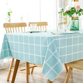 MOTYYA Checkered Vinyl Rectangle Tablecloth, Waterproof Oil Proof Spill Proof PVC Table Cloth, Wipe Clean Table Cover for Dining Table, Buffet Parties and Camping, 140 * 220cm(55" x 86")
