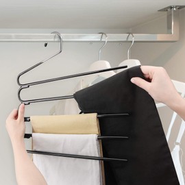 Trouser Hangers 2 Pack Multi-layer Coat Hangers, Trouser Hanger Space-saving, Closet Stainless Steel Rack Space Saver, Clothes Hangers Tie Scarf Shock Jeans Towel Clothes