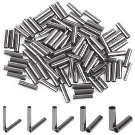 SILANON Fishing Crimp Sleeves, 100pcs Single Barrel Crimp Sleeves Brass Copper Crimping Sleeves Tubes Fishing Line Crimps Tube Connector Wire Leader Rigging Tackle