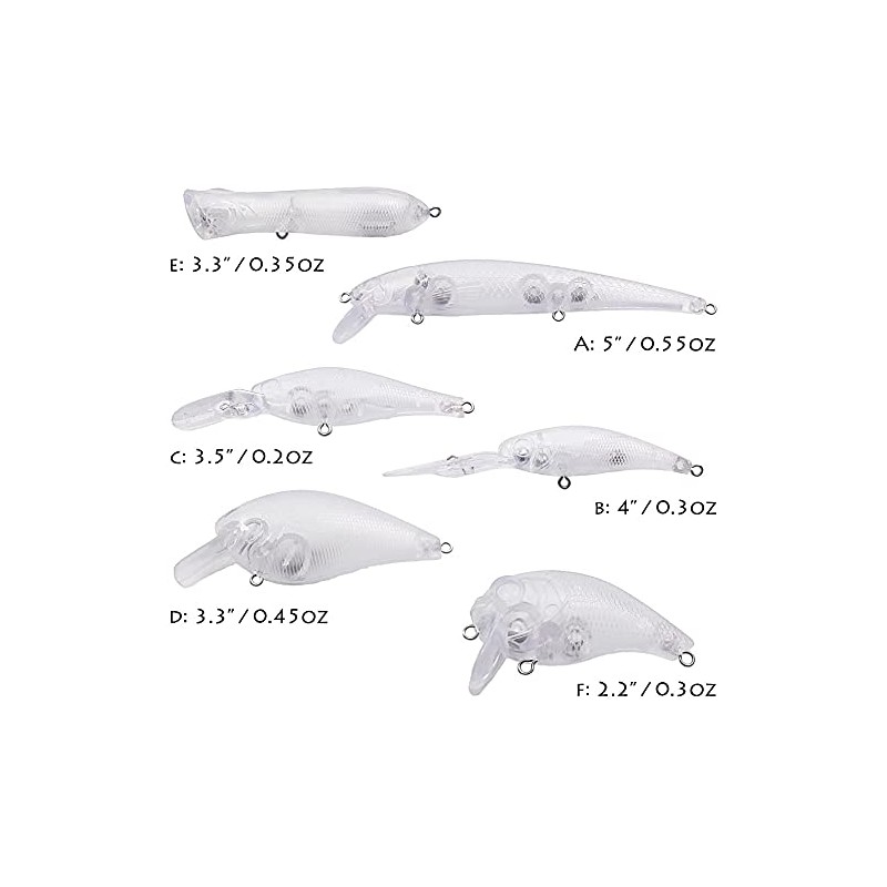 30pcs Blank Crankbaits Unpainted Fishing Lure with Tackle Box