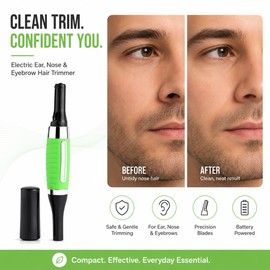 4-in-1 Electric Ear and Nose Hair Trimmer for Men and Women – Personal Facial Grooming Razor with Eyebrow Combs and Cleaning Brush