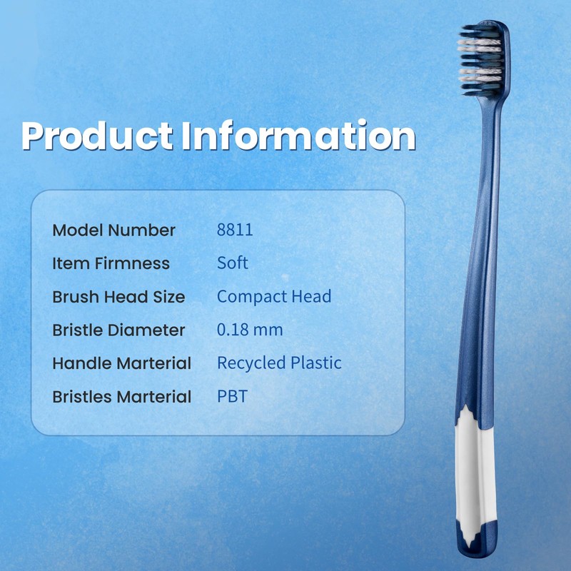 Fregum 8811 Soft Toothbrushes for Adults, Double Cleaning Power, Spiral