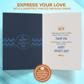 Decorably Laser-Engraved Wooden & Gold-Foiled Happy Fathers Day Card for Dad with Die-Cut Greeting, 5x8in Father's Day Card for Dad with Envelope & Stickers, Step Fathers Day Card with Printed Message