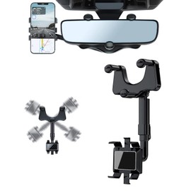 elthmpr Rückspiegel Telefonhalter Auto Handyhalter 360 Grad Drehbarer Und Einziehbarer Multifunktionaler Autotelefonhalter, Universelle Fahrzeug-Handyhalterung für alle Mobiltelefone