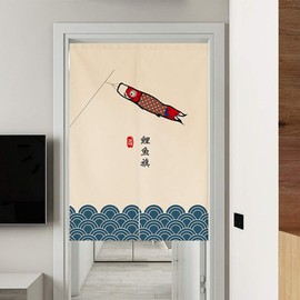 Cortina japonesa noren para puerta, tapiz de Koinobori y onda, para decoración del hogar, 83,8 x 119,4 cm