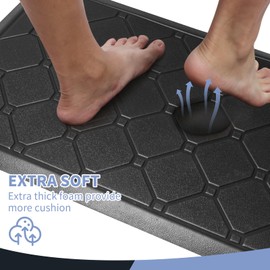 Sofort Kitchen Mat 1/2 Inch Thick Waterproof Kitchen Rug, Cushioned Anti Fatigue Mats for Kitchen Floor, Non-Slip Ergonomic Comfort Standing Mat for Home, Office, Laundry, Sink (Black, 17.3"*27.9")