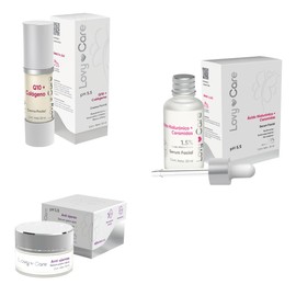 Lovy Care Pack Serum Acido Hialuronico+ Ceramidas + Serum AntiOjeras Con extracto de pepito y cafeina+ Crema facial Q10 + Colageno Biogeneradora Renovacion Celular pH 5.5