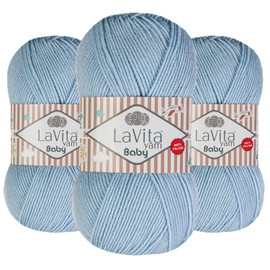 LaVita Baby Premium Anti-Pill Acrylic Yarn - 820 Yards, 3 x 3.5 oz - Warm, Airy Fiber with Silky Texture - Oeko-TEX Certified, Durable, Lightweight, Long-Lasting, Solid Pastel Colors - 3 Skeins Pack