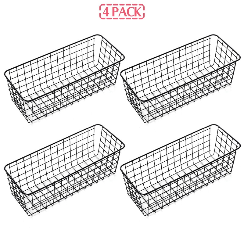 XINFULL 4 Pack Wire Storage Baskets Household Metal Wall-Mounted Containers