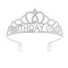 BIRTHDAY GIRL Tiara with Crystal Rhinestones for Princess, Queen, Happy Birthday, Party Decorations, Comb, Headband, Crown, Girls and Women, Carnival, Party, Crystal