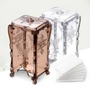 Cotton Pad Storage Organizer Case, Multi-Purpose Beauty Container for Makeup Accessories Brown 2ea