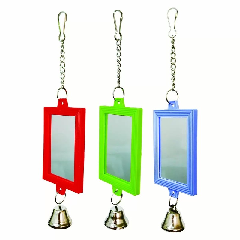 LiZEROGDAX 1Pc Random Color Pet Bird Mirror with Bell Interactive