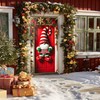 Christmas Door Cover Gnome Stripes 35x71 Inch Polyester