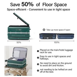 Hanke Top Open 20 Inch Carry On Luggage Hard Shell Suitcases with Spinner Wheels Suitcase for Men Women TSA Luggage Travel Suit Case Lightweight Wide Handle Rolling Luggage(Bamboo Green)