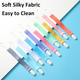 Babeine Neutral Pacifier Clips, 10 Pack Binkie Paci Holder for Pacifiers, Teethers and Holiday Gift, Solid Color