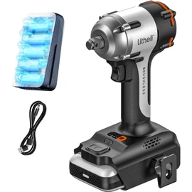 Litheli Cordless Impact Wrench, 1/2 Inch Hog Ring Brushless Impact Gun with 12,500 mAh Battery, Variable Speeds Impact Driver for Car Home, Charger not Included