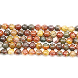 Malahill semiprecious stone beads for jewelry making, sold per bag 5 strands inside, Red Picasso Jasper 6mm