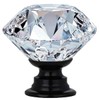 FENSING 6 Pcs 30MM Crystal Black Glass Dresser Knobs Diamond
