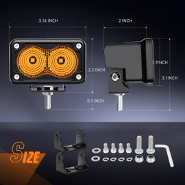 Nilight Motorcycle Amber LED Pods 2 PCS 3 Inch 1070LM Flood Offroad Fog Driving Auxiliary Light w/18AWG DT Wiring Harness Kit for ATV Truck Boat Tractor Forklift