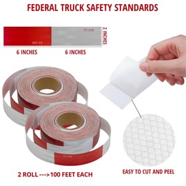 X-BOSEAT Reflective Tape, Trailer Reflector Tape Self Adhesive, Durable and Waterproof - DOT C2 for Marking Areas, Objects and Vehicles (2IN x 200FT)