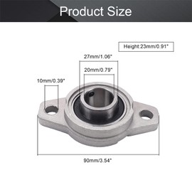 Othmro KFL004 flanged Pillow Block Bearing, 20mm Bore Diameter, Bearing Steel zinc Alloy, Set Screw Lock 2pcs