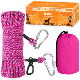 Dog Tie Out Cable for Camping - 50ft Dog Lead Dog Runner for Yard - Portable Trolley System for Large Small Dogs Outside