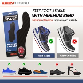 Morton´s Extension Orthotic, Carbon Fiber Very Rigid Insole - 1 Pair - Morton's Toe, Turf Toe, Hallux Limitus, Hallux Rigidus, Arthritis (225 mm)