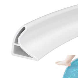 1M Curved Groove Shower Threshold Water Barrier, Wet Room Floor Barrier Dam,Shower Tray Sealing Strip,Bathroom Floor Seal Trim,Sink Bathtub Countertop Water Retaining Strip(White,4.5cm H*3cm W)