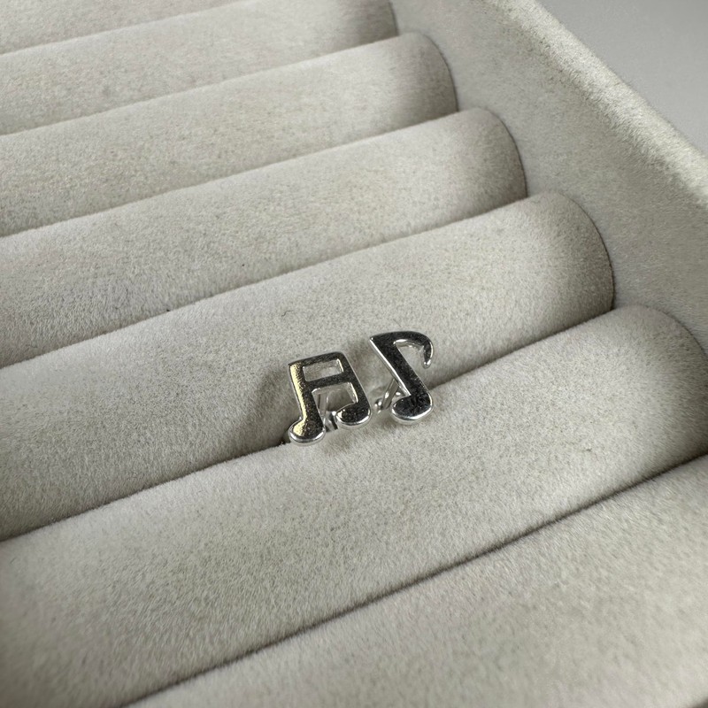 Sterling Silver Music Notes Stud Earrings