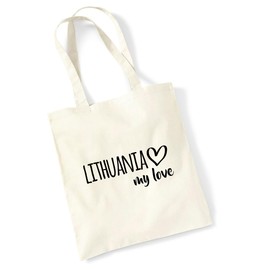 Huuraa Lithuania My Love Jute Bag Cotton 10 Litres Size for All Lithuania Loves Gift Idea for Friends and Family, natural