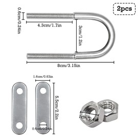 GIAK U-bolt U-bolt stainless steel 316 U shackle M6 with two counterplates U-screws threaded bracket 2 pieces (6 x 43 x 80 mm) (2 pieces)