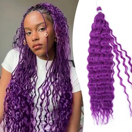 Morichy Purple Curly Braiding Hair for Boho Braids 20 Inch Deep Wave Crochet Hair for Braiding Long Curly Boho Braids Synthetic 100g/Bundles 3-4 Pack Will Be Fullly Style for Party/Birthday/Concerts