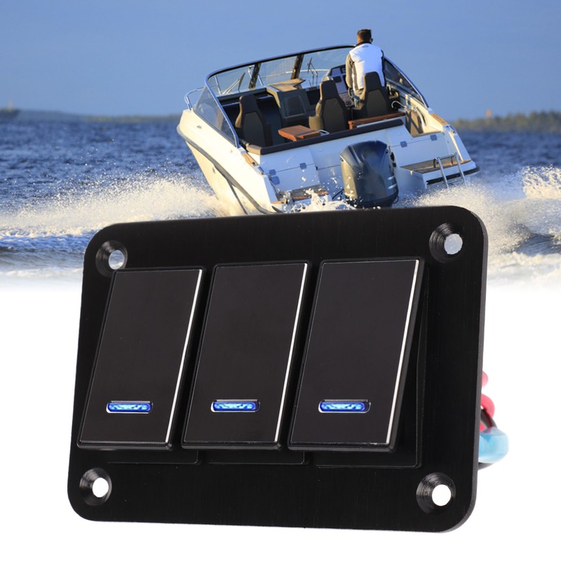 3 Gang Rocker Switch Panel Waterproof Pre Wired Aluminum Alloy