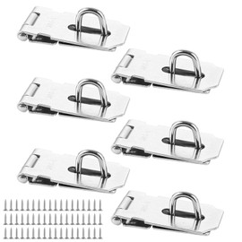GOYADA Pack of 6 Padlock Hasp 3 Inches / 80 mm, Stainless Steel Lock Latch Hasp with Screws, Padlock Hasp Stainless Steel for Padlock, Cabinets, Doors, Silver
