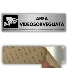 LEIASA | Targa Videosorveglianza - 5x18 cm - Alluminio - Ripresa Immagini