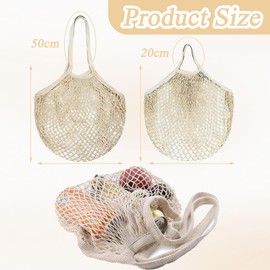 2 Stück Netztasche Sandspielzeug Wiederverwendbar,Netzbeutel aus Bio Baumwollseil,Einkaufsnetz,Netztasche Strand,Netz-Einkaufstaschen,zur Aufbewahrung Von Obst Und GemüSe,Beige