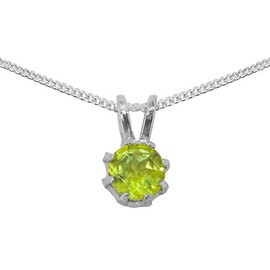 925 Sterling Silver Real Natural Peridot Womens Pendant & Chain Necklace - Chain length 18