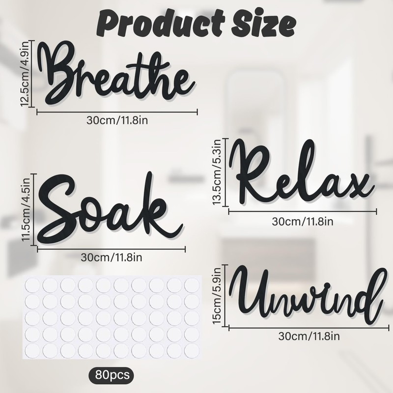 Bathroom Wall Art, Bathroom Quotes Wall Stickers, Breathe Relax Soak