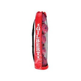Gilbert Netball Ball Tube Bag - Red, Letter Print, Polyester, Shoulder Strap, Pullover Closure, 27.5 x 72 x 27.5 cm, Holds 5 Netballs