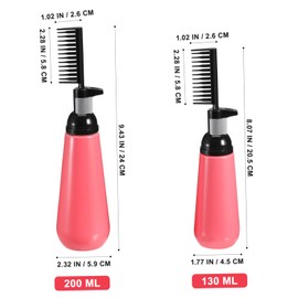 FRCOLOR 2pcs Hair Dye Applicator Bottle Comb Professional Hair Coloring Dispenser for Even Color Distribution Convenient Roots for Salon Use