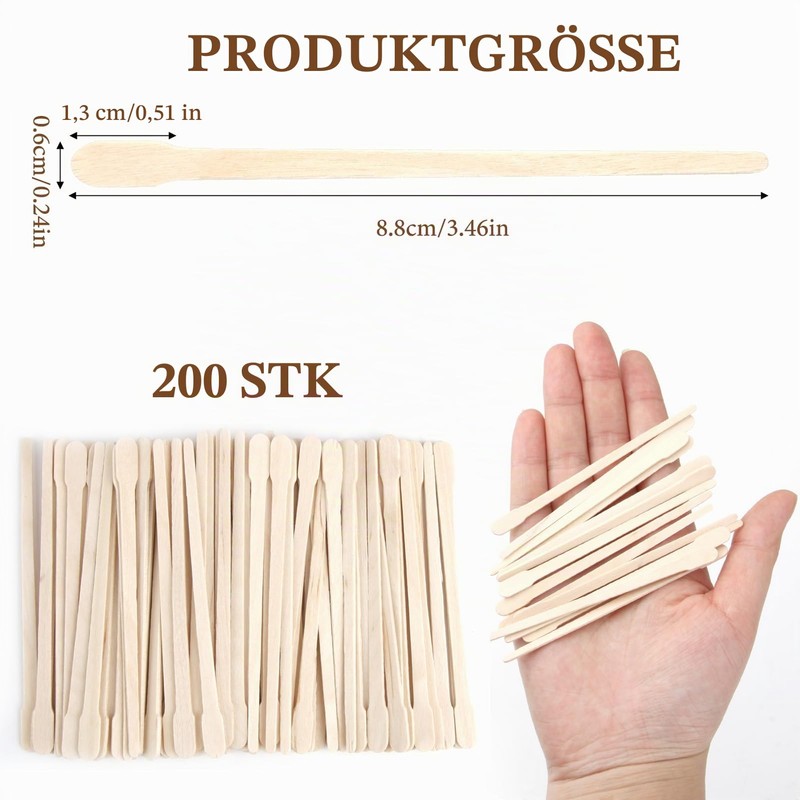 Lotbun 200 x Simple Wooden Spatulas for Eyebrows, Pack of