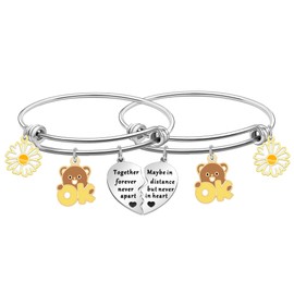 Ok Bear 2 PCS Matching Bracelets for Best Friends & Sisters - Promise Bracelets Jewelry for Friends, Couples, Birthday & Christmas Gifts